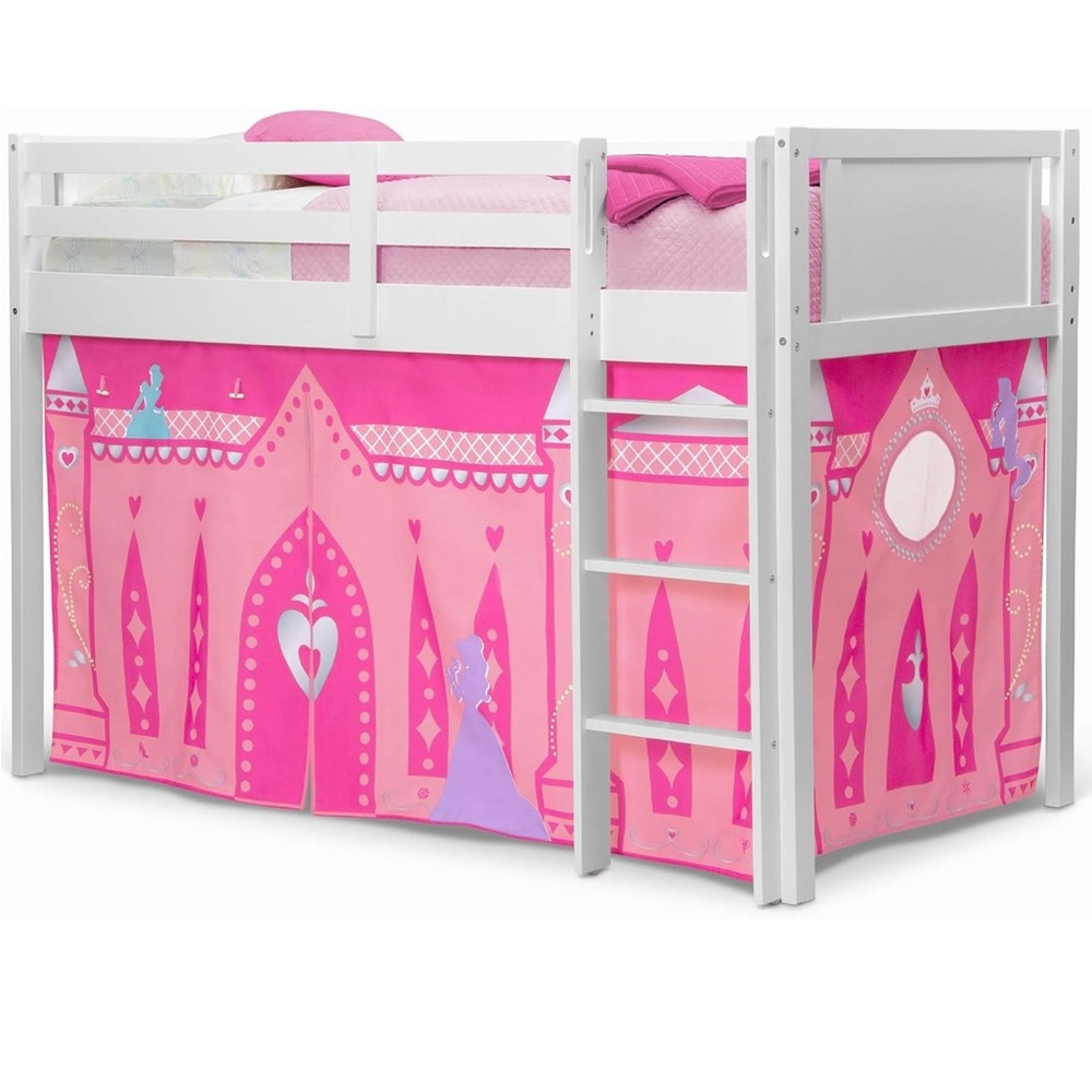 Disney Princess Loft Bed Tent with Pink and White Accents